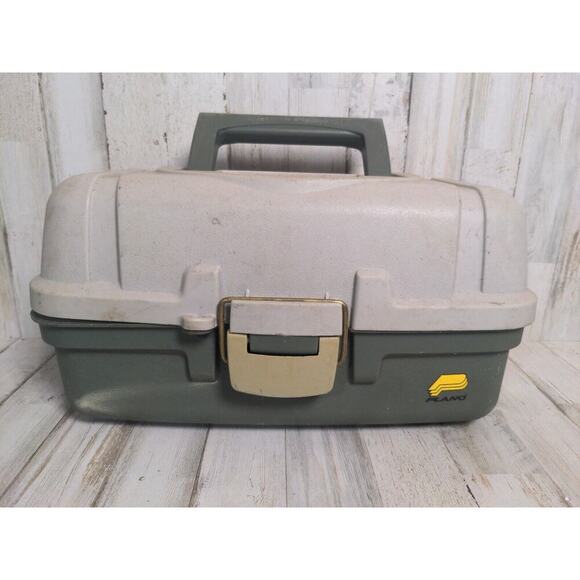 Vintage Plano Tackle Box 1 Extending Tray Compartments, green & gray - Picture 1 of 9